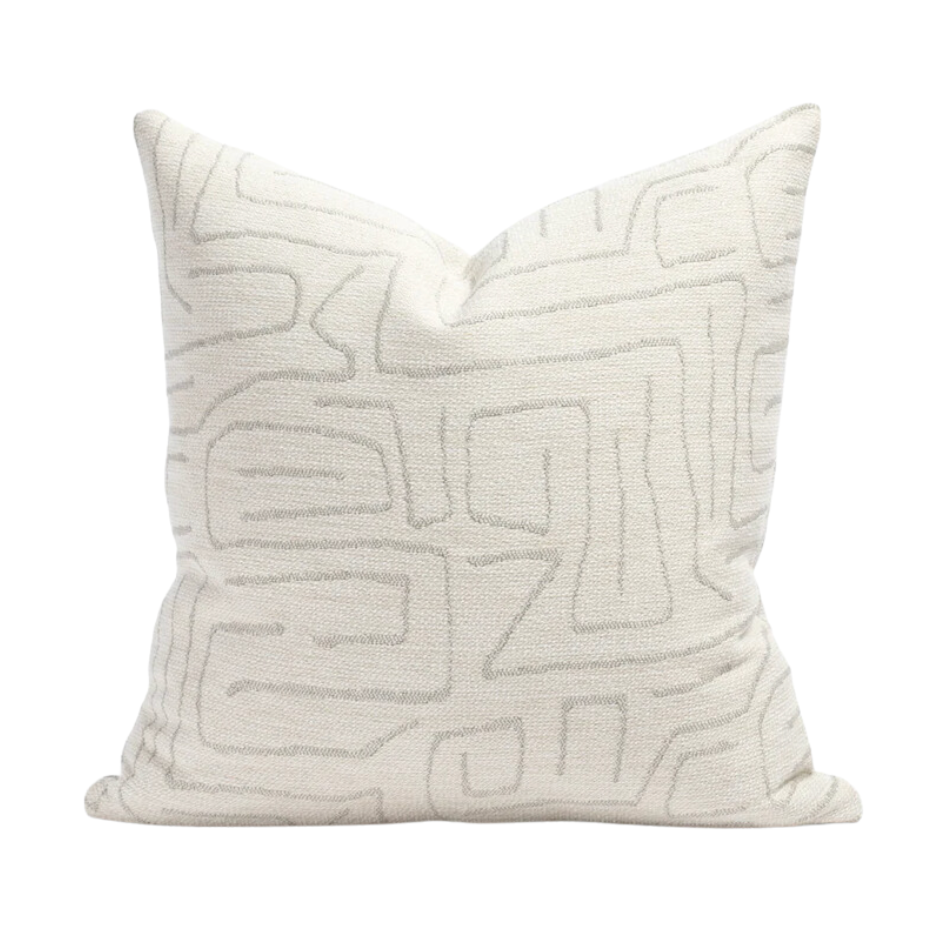 off-white and light grey piece. Made with fabric from our High Performance fabric| Handwoven Cover Pillows