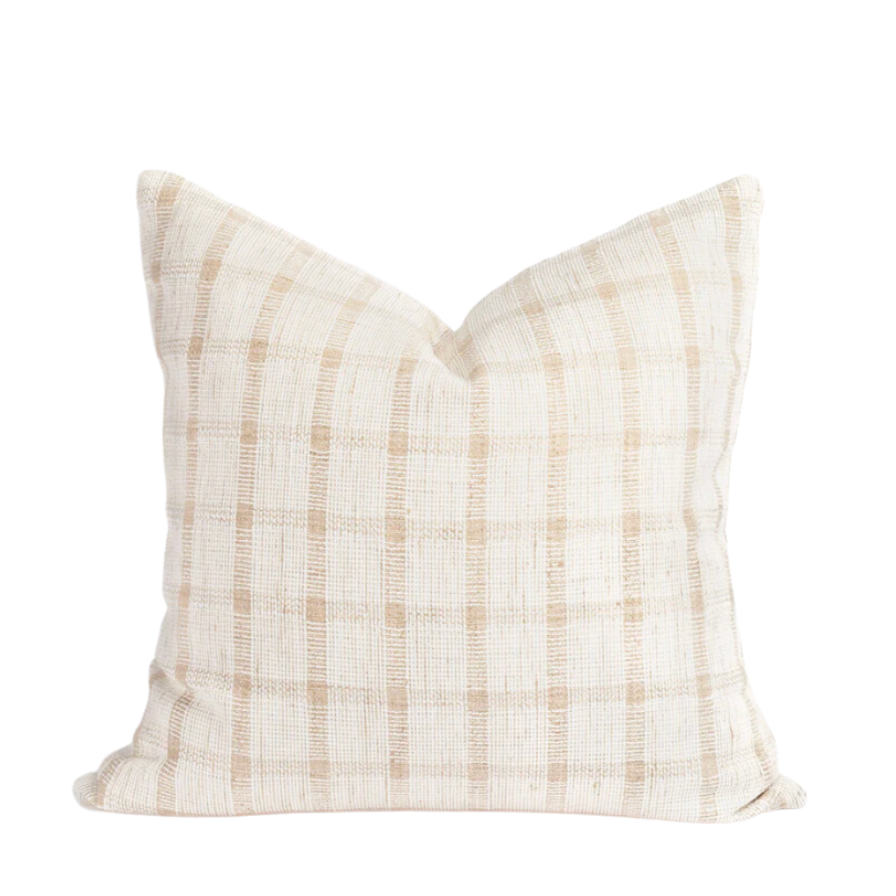 Neutral windowpane Cover Pillow| handwoven Pillows