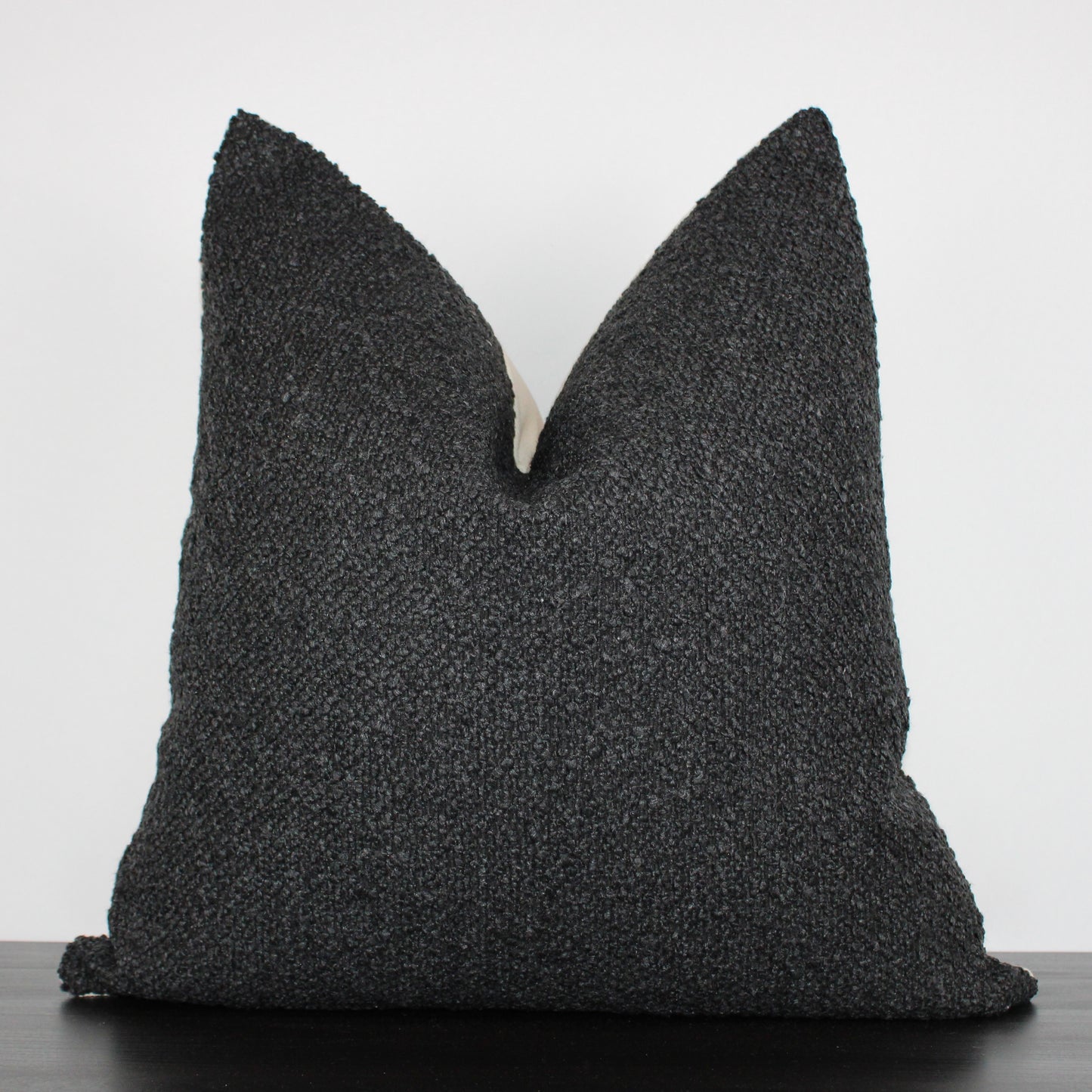 Black Boucle Pillow Cover | Linalooms