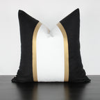 Black and White Gold Stripe Throw Pillow