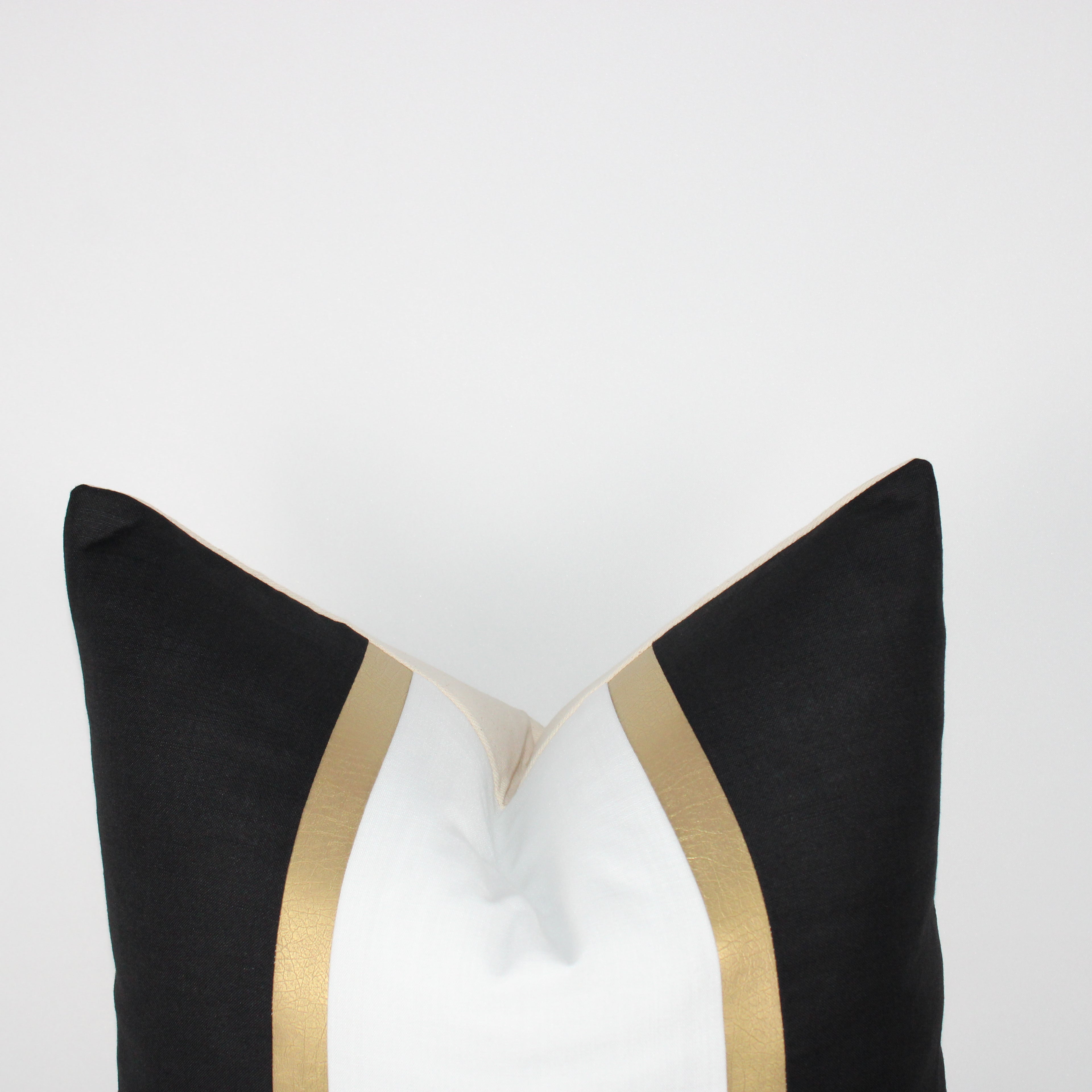 Black and White Gold Stripe Throw Pillow