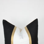 Black and White Gold Stripe Throw Pillow