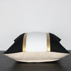 Black and White Gold Stripe Throw Pillow