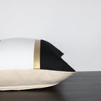 Black and White Gold Stripe Throw Pillow