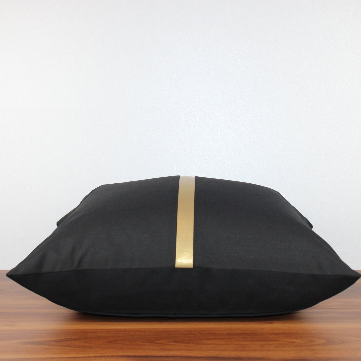 Modern Black Pillow Cover with Gold Center Stripe