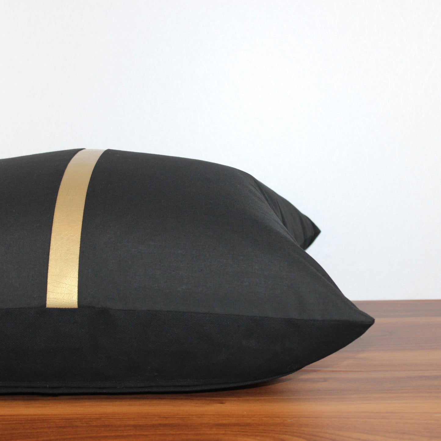 Modern Black Pillow Cover with Gold Center Stripe