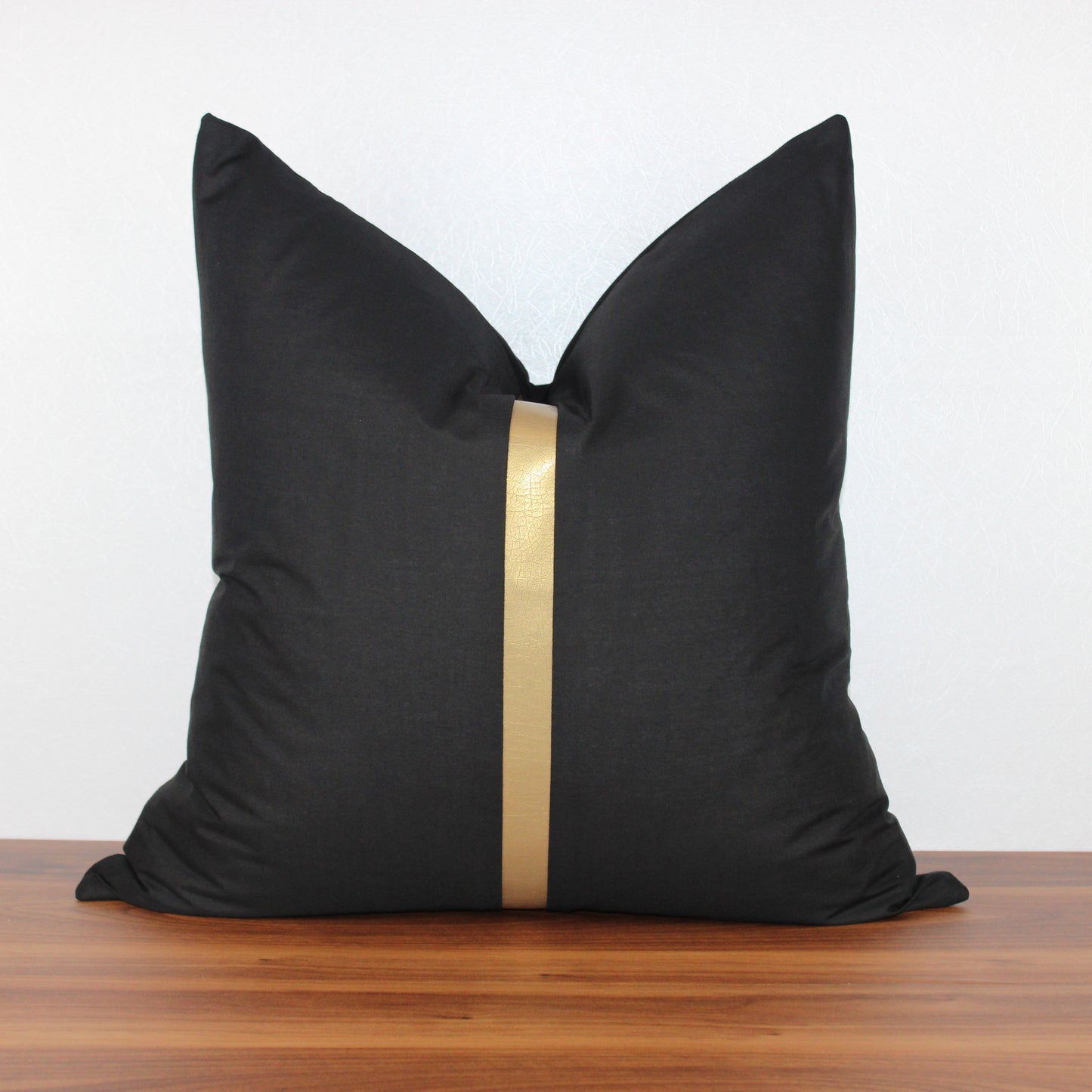 Modern Black Pillow Cover with Gold Center Stripe