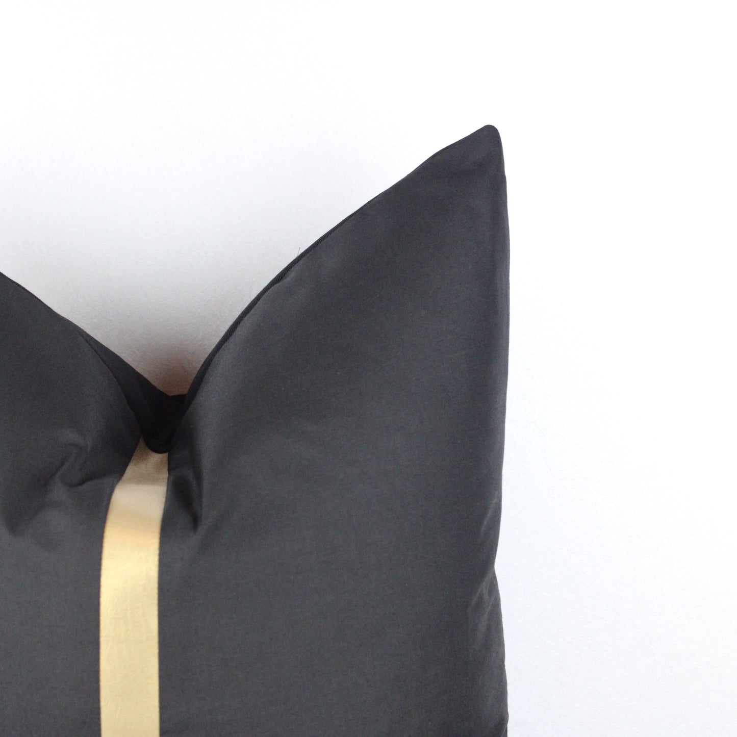 Modern Black Pillow Cover with Gold Center Stripe