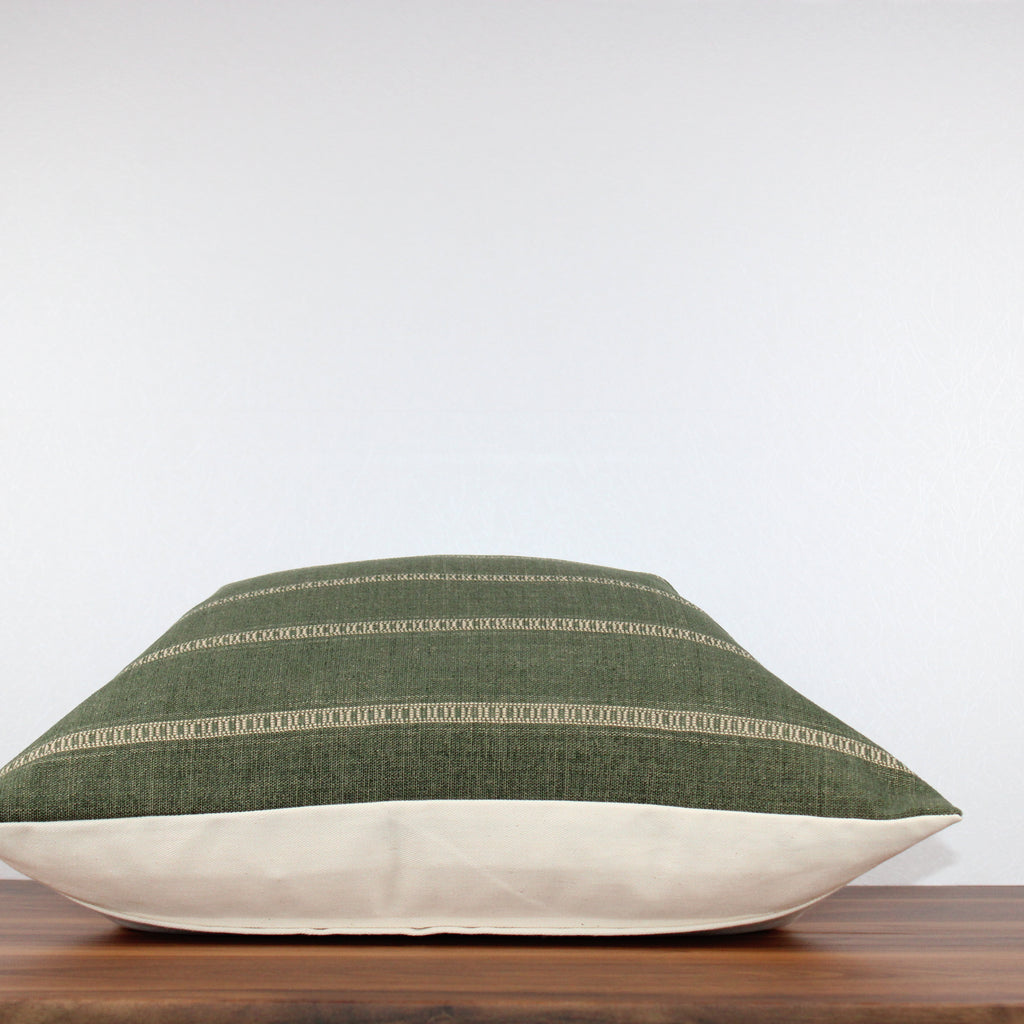 Green Moss Stripe Cover Pillow