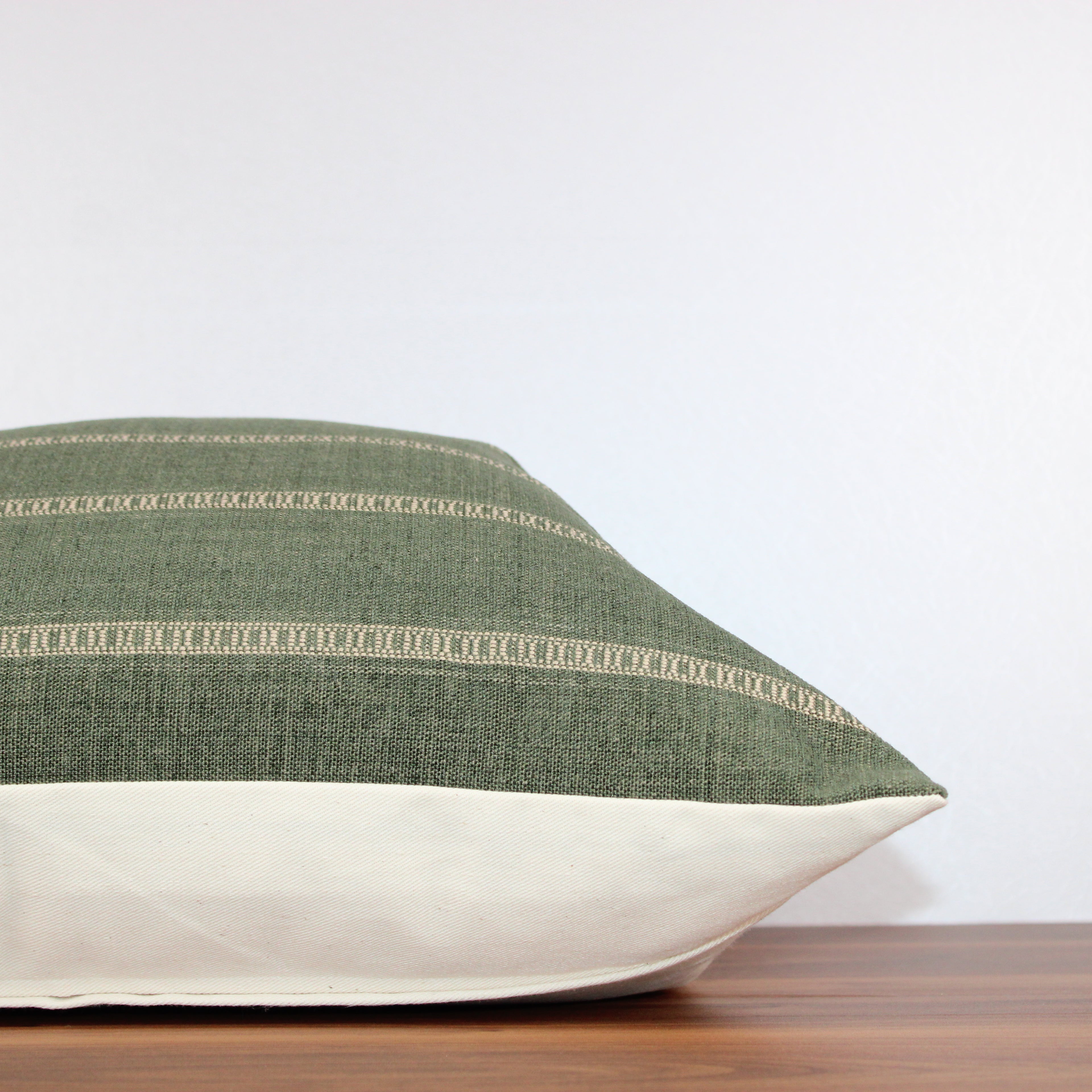 Green Moss Stripe Cover Pillow