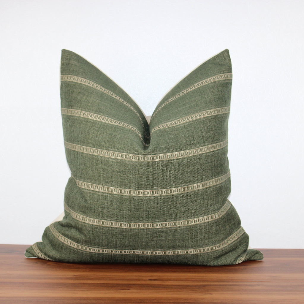 Green Moss Stripe Cover Pillow