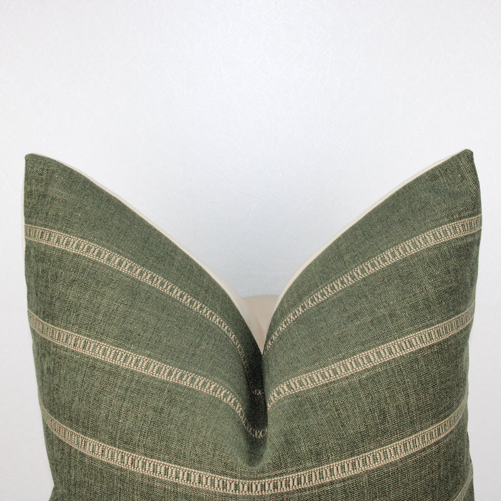 Green Moss Stripe Cover Pillow