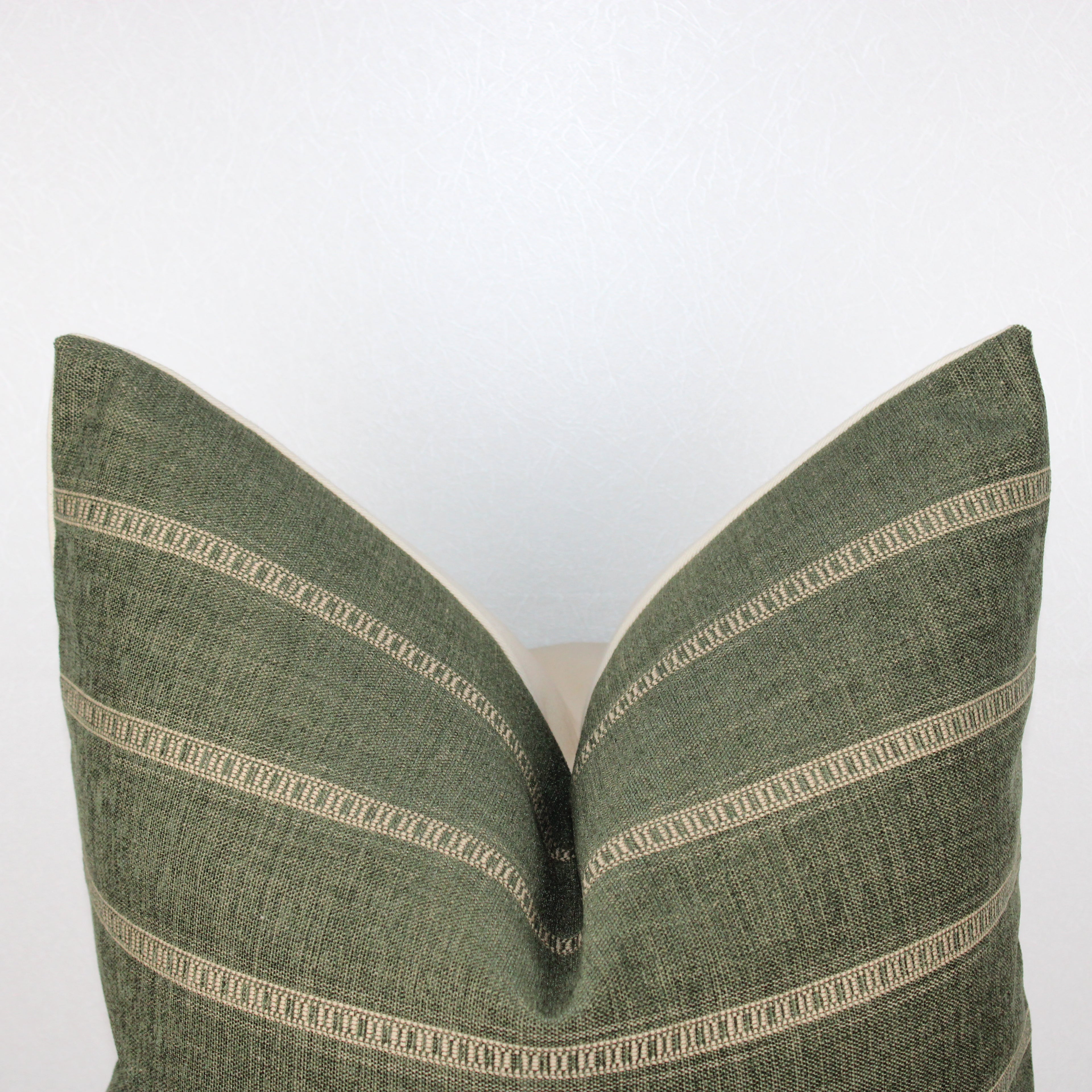 Green Moss Stripe Cover Pillow