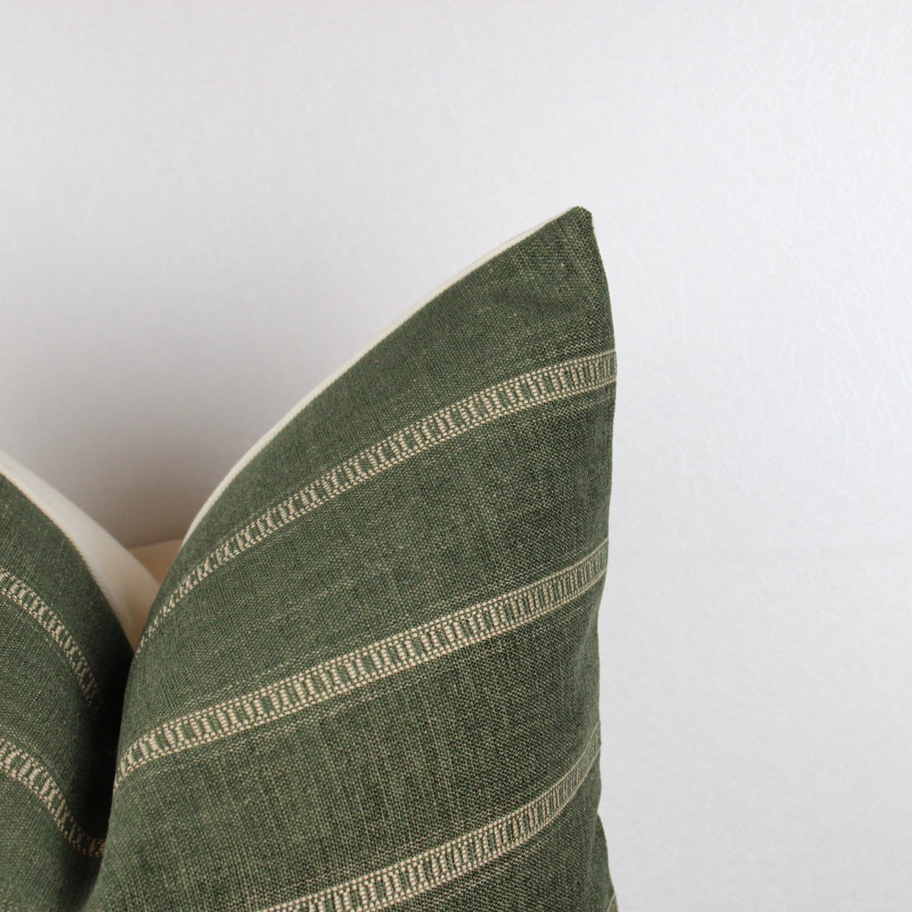 Green Moss Stripe Cover Pillow