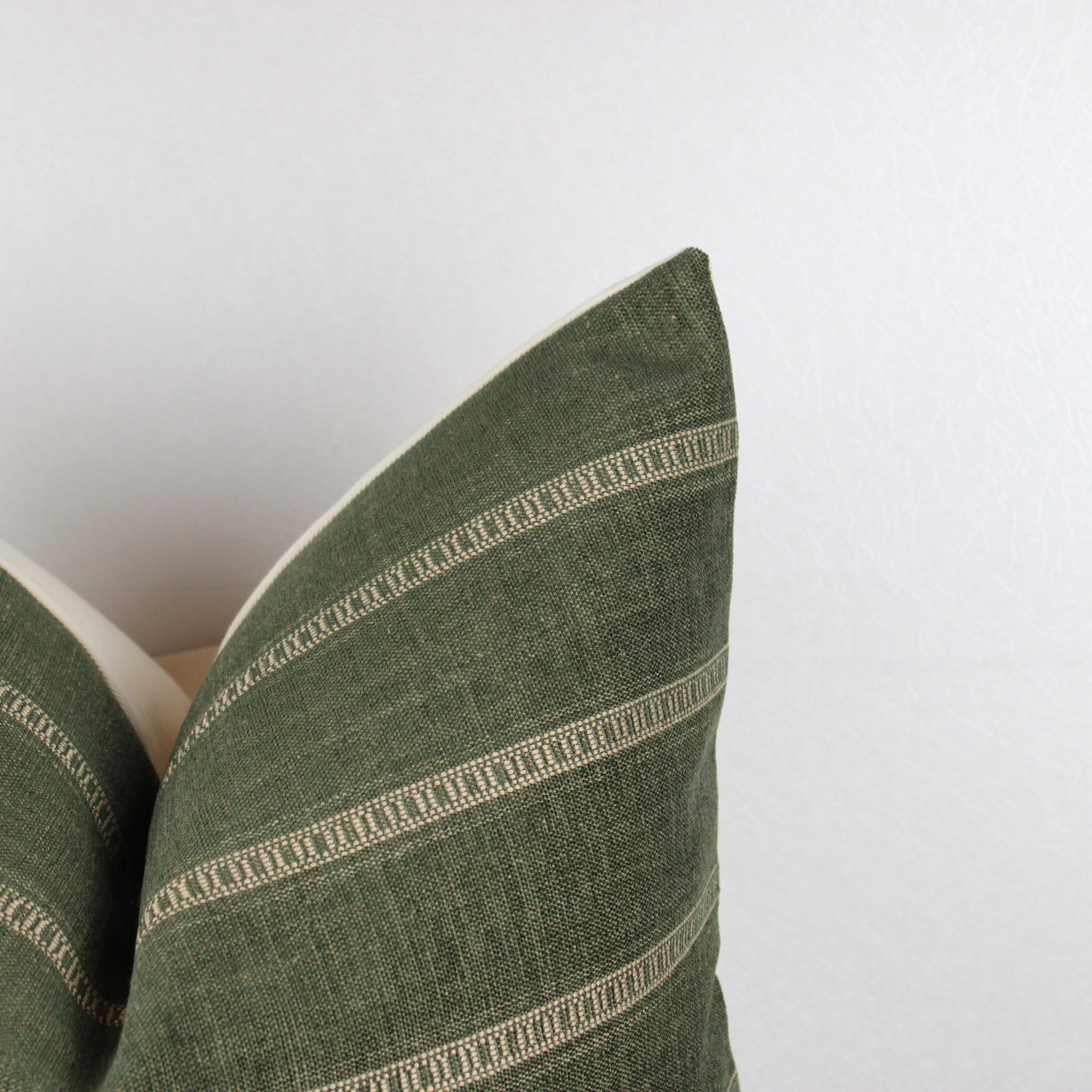 Green Moss Stripe Cover Pillow