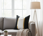 Black and White Gold Stripe Throw Pillow