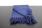 Indigo Blue Hand-Loomed Cotton Throw with Fringe – 50x60" | Minimalist Boho Blanket | Modcloth Fabric